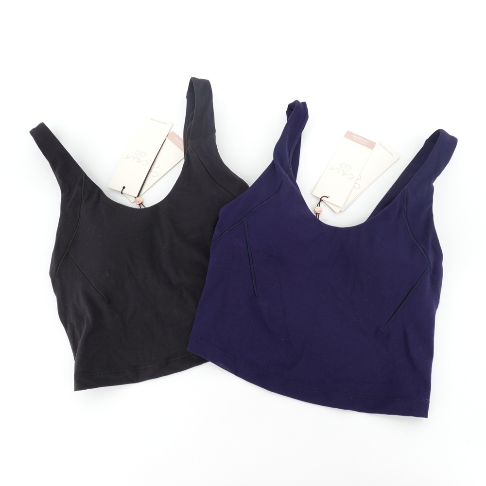 CALIA Inspire Scoop Neck Tank 2 Pack XXS Black Blue Shelf Bra NEW
